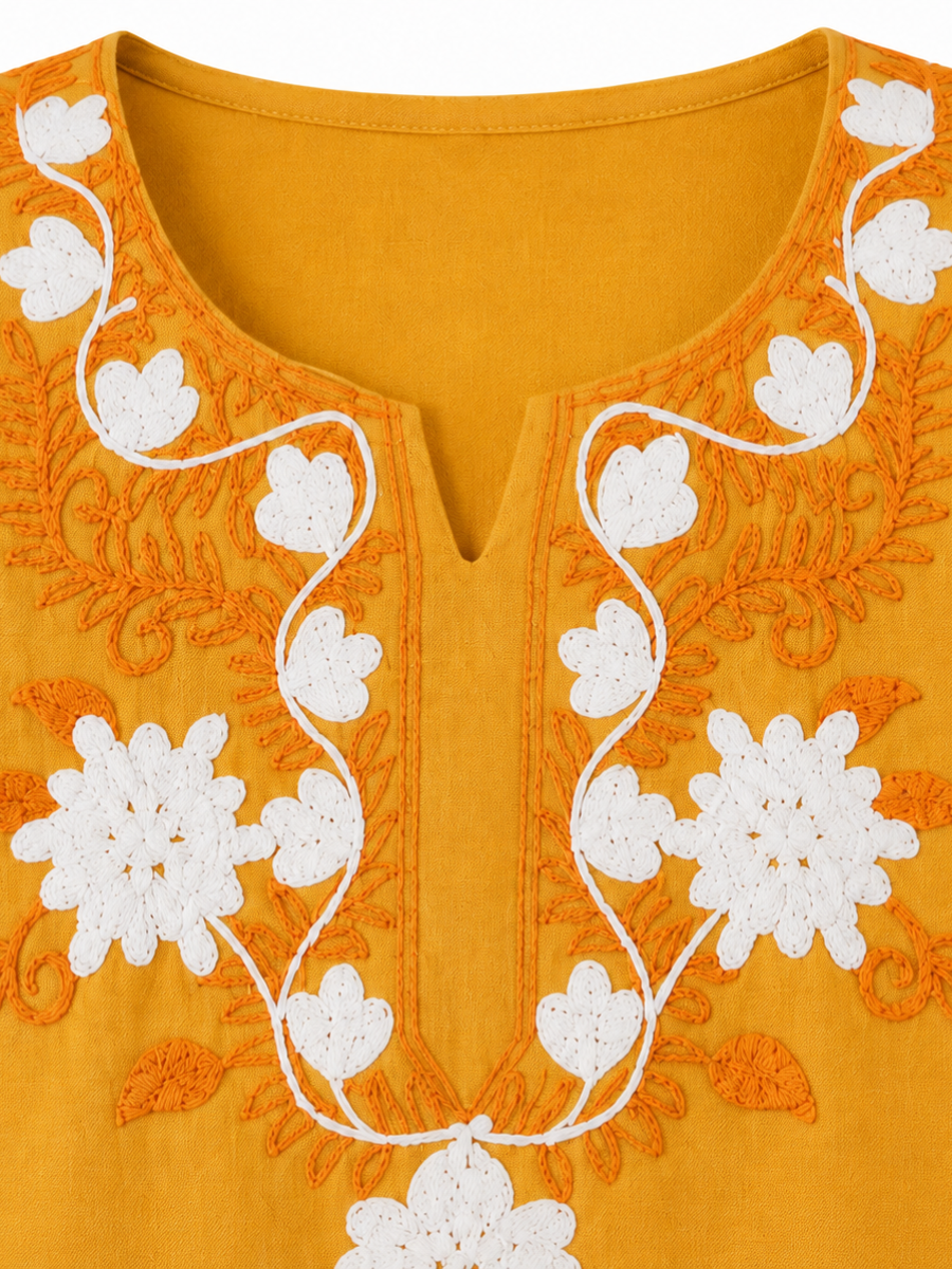 Noor : Aari embroidery summer kurti | Gold